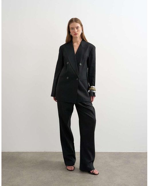 TOPSHOP Black Linen Chuck On Blazer