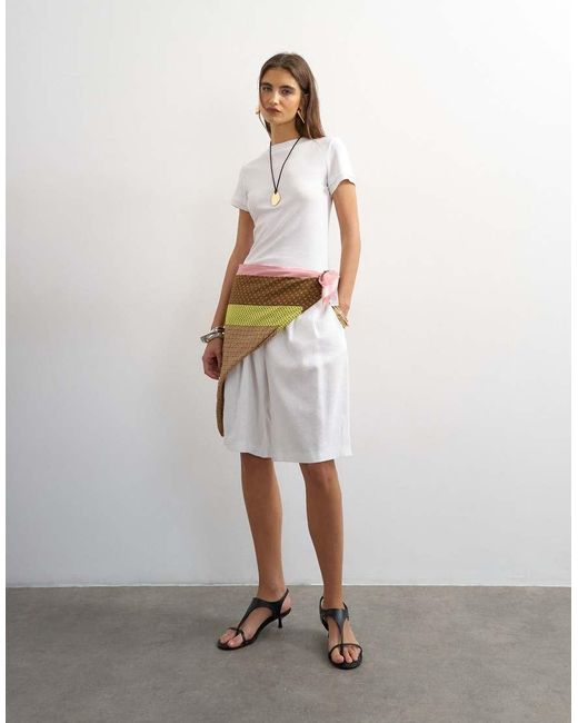 TOPSHOP White Linen Bermuda Short
