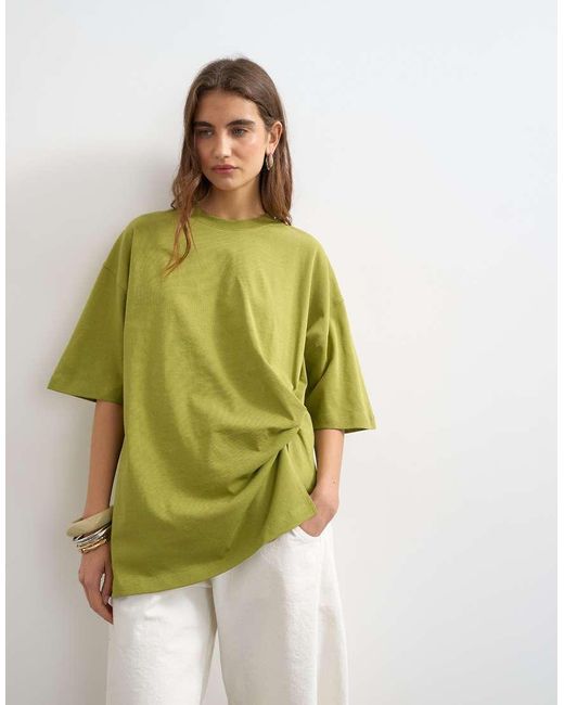 TOPSHOP Green Knot Twist T-Shirt