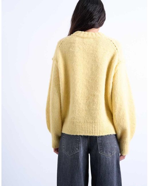 TOPSHOP White Knitted Wool-blend Fluffy Exposed Seam Easy Jumper