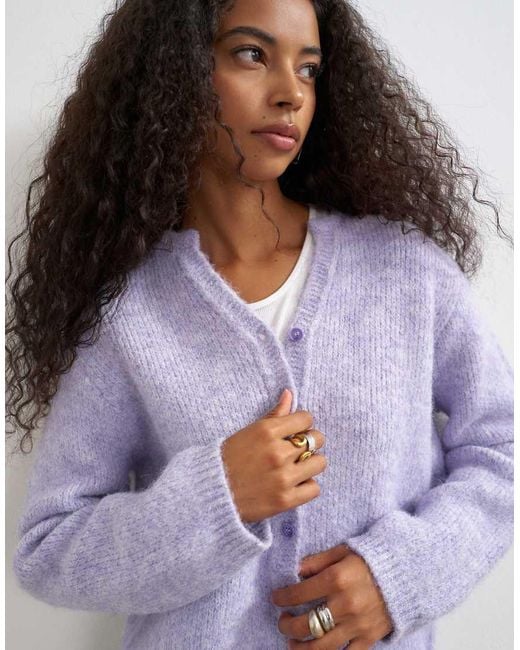 TOPSHOP White Knitted Fluffy Eyelash Cardigan
