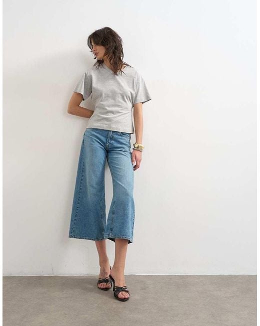 TOPSHOP Blue V-neck Cinch
