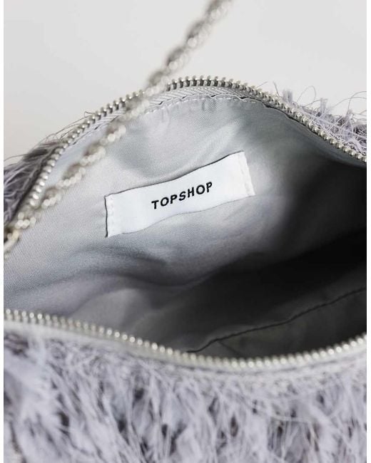 TOPSHOP White Juliet Small Fringe Grab Bag