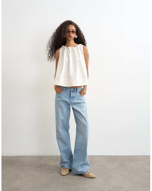 TOPSHOP White Trapeze Tie Back Top