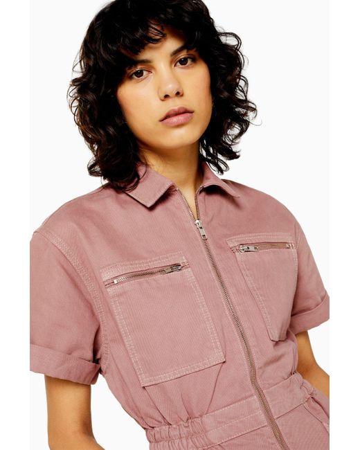 denim zip romper