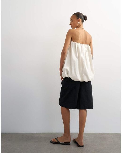 TOPSHOP White Bubble Hem High Low Bandeau