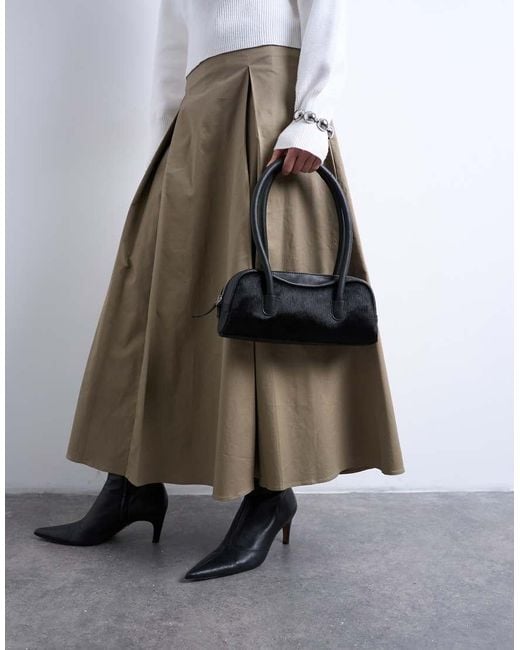 TOPSHOP Brown Sullivan Real Leather Bowler Shoulder Bag