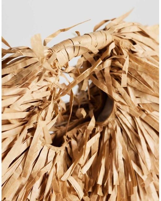 TOPSHOP Metallic Milo Medium Straw Fringe Grab Bag