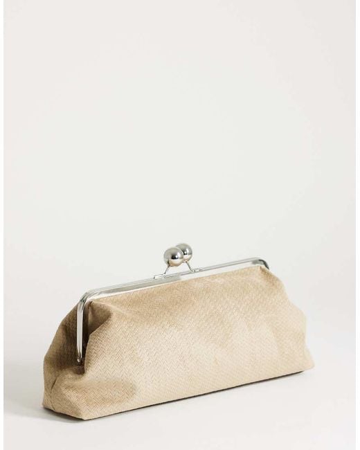 TOPSHOP Natural Annie Medium Suedette Weave Clutch