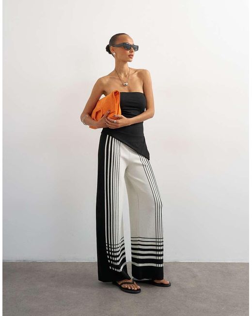 TOPSHOP Gray Knitted Wide Leg Trouser