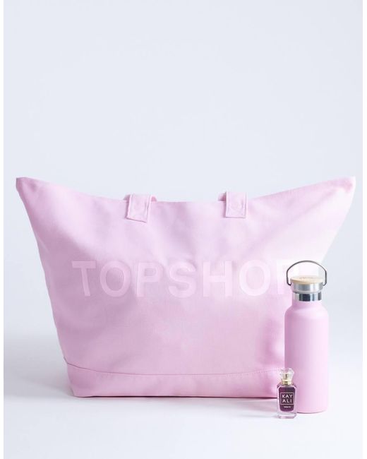 TOPSHOP Pink Large Canvas Tote Bag