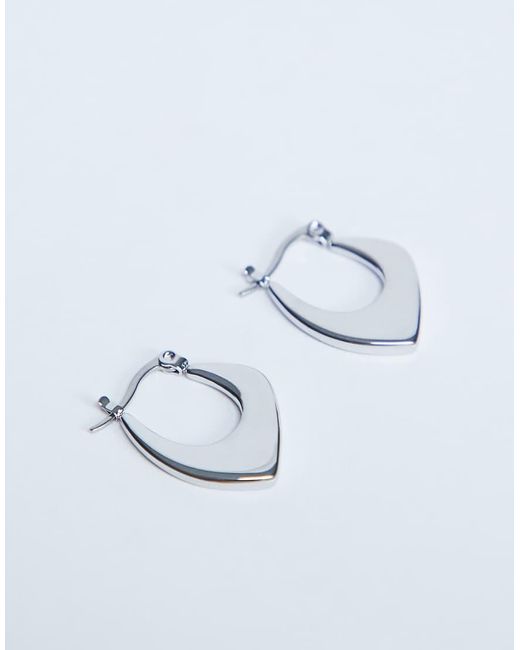 TOPSHOP White Sonia Waterproof Stainless Steel Hoop Earrings
