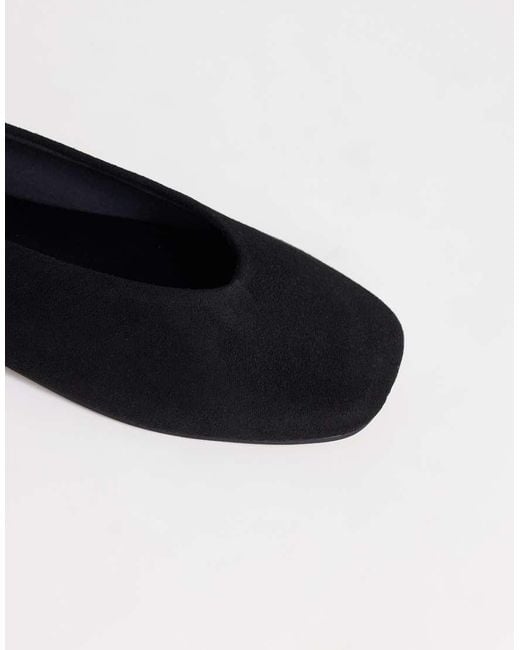 TOPSHOP Black Duke Faux Suede Chiselled Ballet Flat