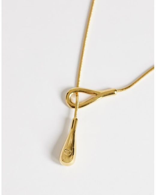 TOPSHOP Metallic Lucas Waterproof Teardrop Lariat Necklace