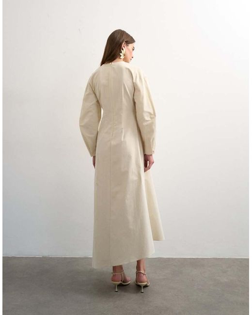TOPSHOP Natural Knot Detail Midi Dress With Asymmetric Hem