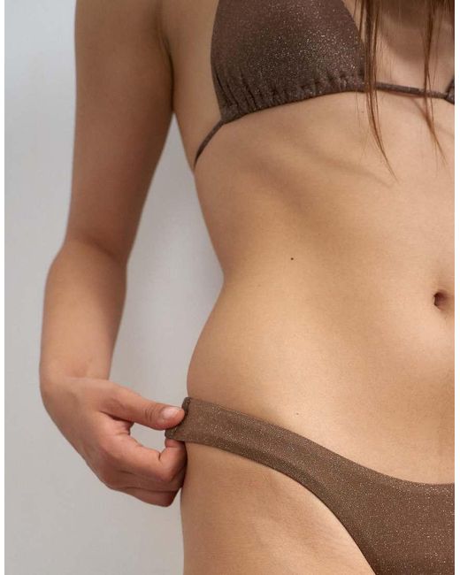 TOPSHOP Brown Kos Glitter Cheeky Bikini Bottoms