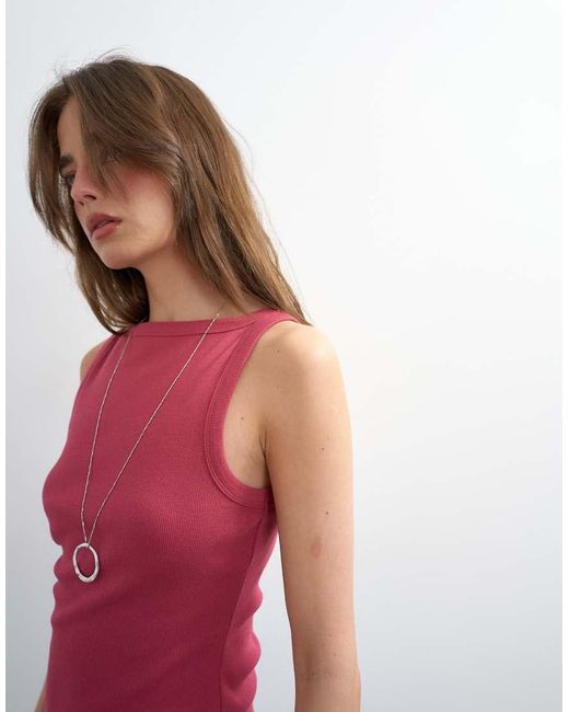 TOPSHOP Red Slash Neck Racer Vest