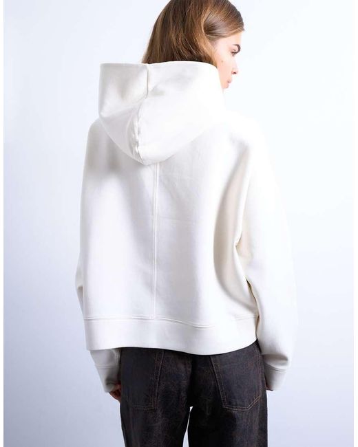 TOPSHOP White Premium Scuba-style Fabric Oversized Jean Grazer Hoodie