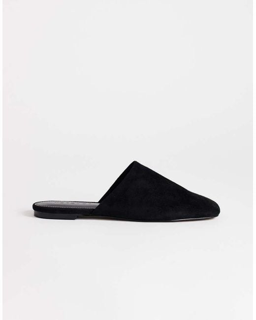 TOPSHOP Blue Lillie Real Suede Round Toe Flat Shoe