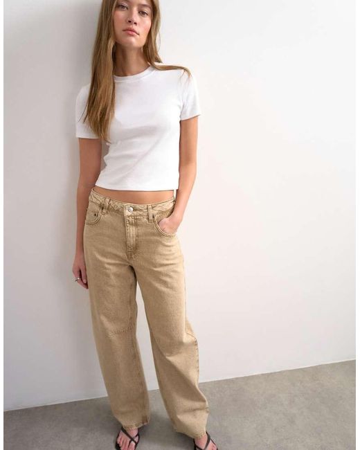 TOPSHOP Gray Barrel Mid Rise Jeans