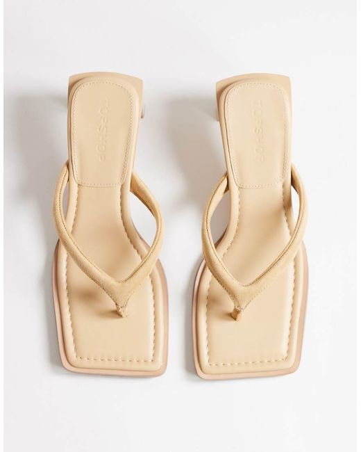 TOPSHOP Natural Sadie Toe Thong Mid Heel