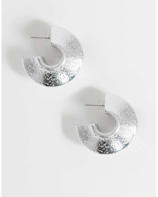 TOPSHOP White Cindy Textured Chunky Hoop Earring