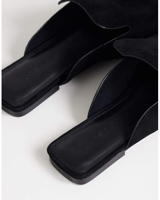 TOPSHOP Black Della Real Suede Mule