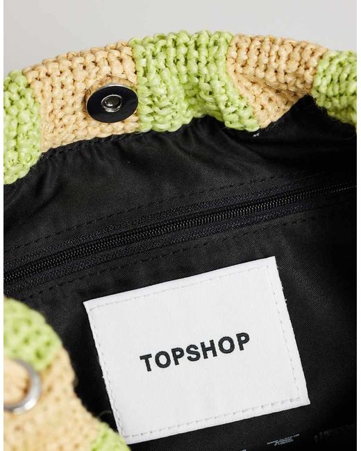 TOPSHOP Yellow Jay Medium Stripe Straw Clutch Bag