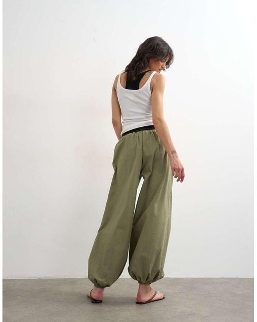 TOPSHOP Green Balloon Ripstop Cargo Trouser