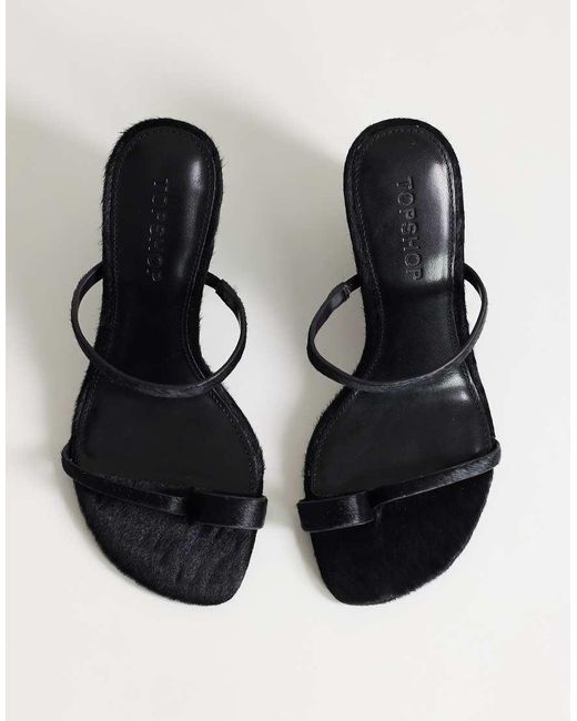 TOPSHOP Black Abi Strappy Wedge High Heel