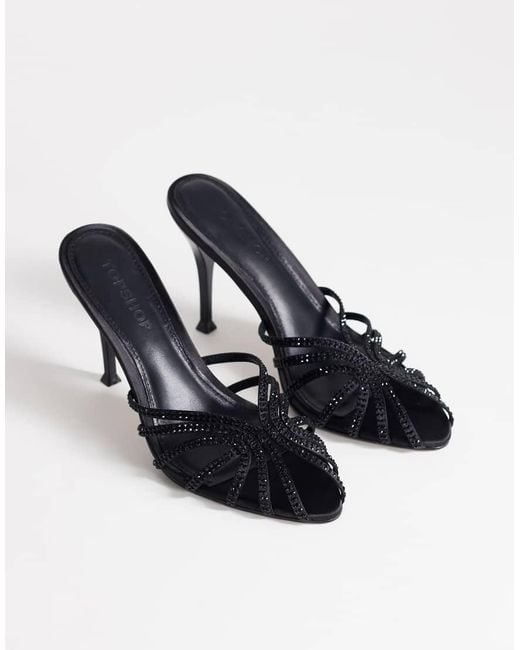 TOPSHOP Brown Azelia Heeled Sandal With Gems