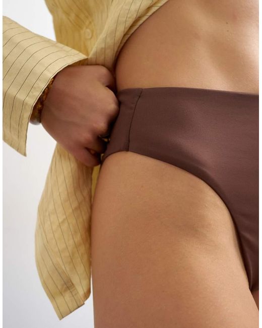 TOPSHOP Natural Tiana High Waisted Bikini Bottoms