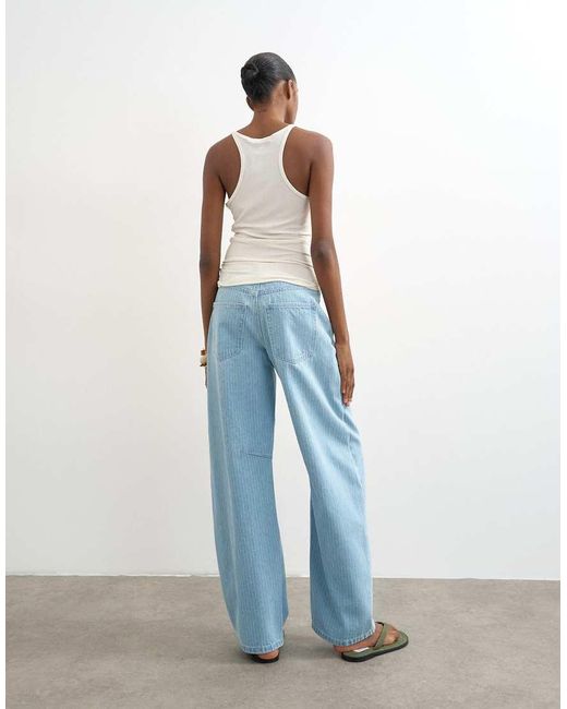 TOPSHOP Blue Barrel Mid Rise Jeans