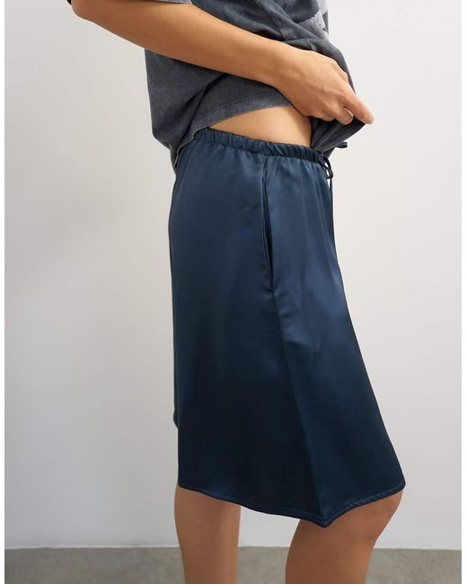 TOPSHOP Blue Longline Satin Short
