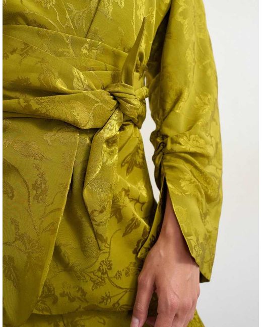 TOPSHOP Yellow Jacquard Kimono