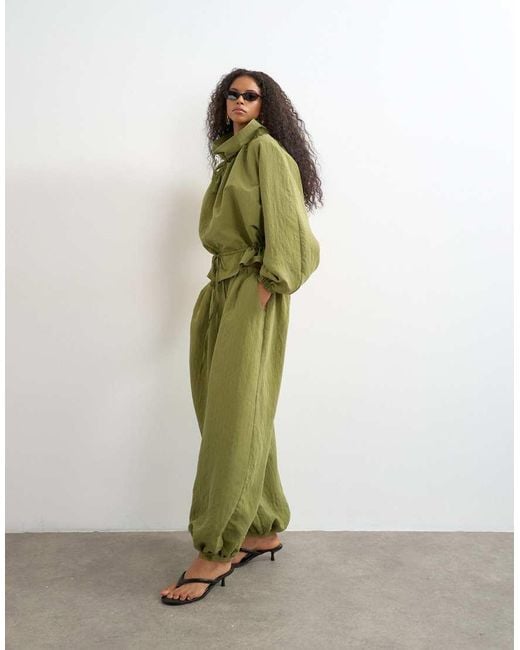 TOPSHOP Green Co Ord Balloon Trouser With Tie Waist