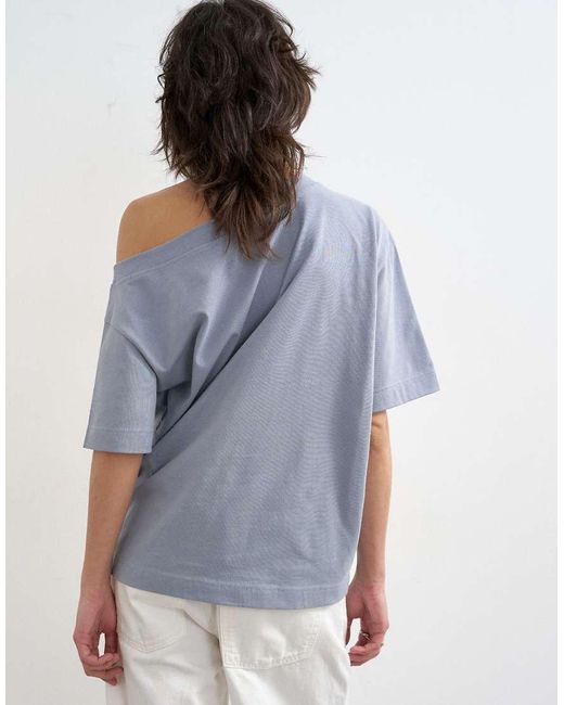 TOPSHOP Blue Fallen Shoulder T-Shirt