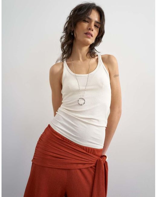 TOPSHOP Red Plisse Wrap Scarf Detail Trousers