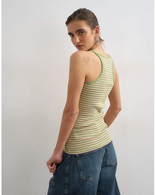 TOPSHOP Blue Stripe Spaghetti Strap Scoop Racer Vest