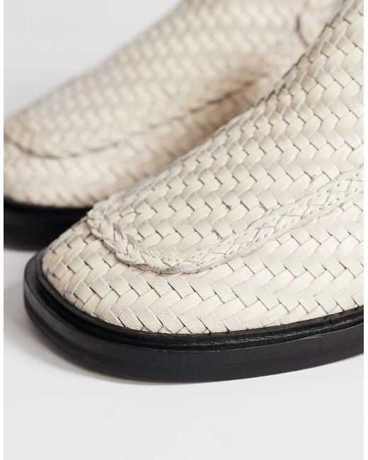 TOPSHOP White Bali Leather Weave Flat Shoe Loafer