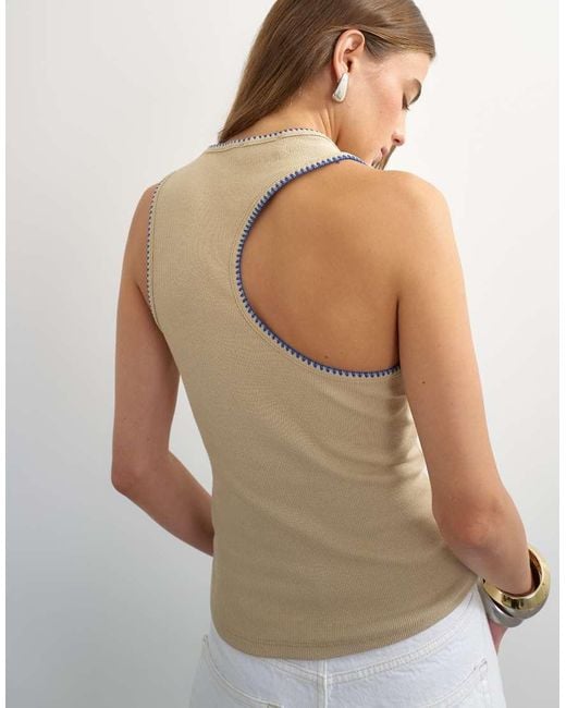 TOPSHOP Green Asymmetric Racer Back Vest