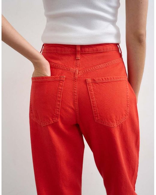 TOPSHOP Red Mom High Rise Loose Fit Jean