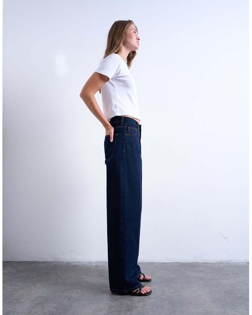 TOPSHOP Blue Cinch Low Rise Relaxed Jean