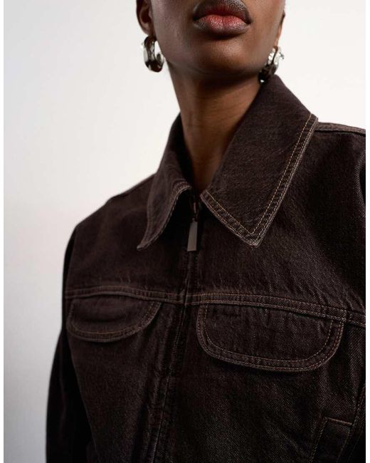 TOPSHOP Black Tolu Coker X Barrel Denim Jacket Circular Design