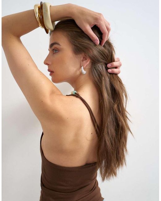 TOPSHOP Blue One Shoulder Beaded Strap Top