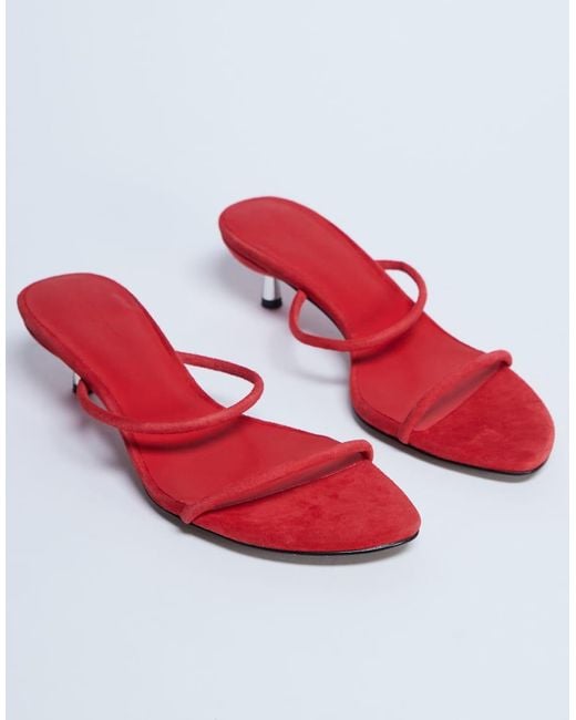 TOPSHOP White Ada Suede Kitten Heel Mules
