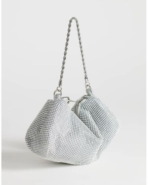 TOPSHOP White Ginny Small Diamante Grab Bag
