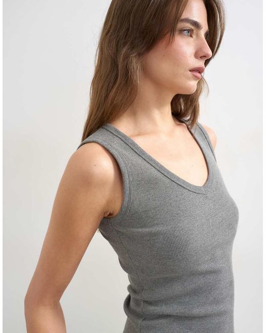 TOPSHOP Gray Rib V-Neck Vest
