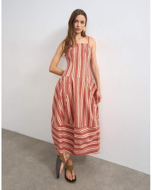 TOPSHOP White Denim Barrel Maxi Dress