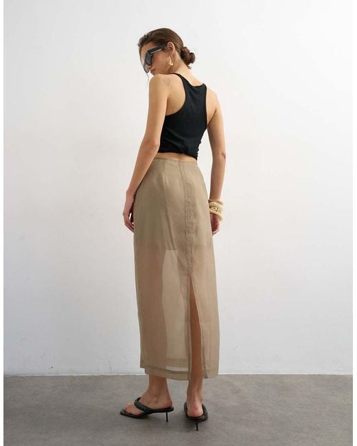 TOPSHOP Multicolor Organza Column Maxi Skirt With Pockets